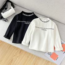 Childrens wear boys velvet long sleeve T-shirt middle-aged childrens coat 2021 new winter style children plus velvet base shirt