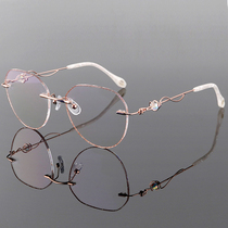 Ultra light rimless glasses female myopia diamond cut edge borderless eyes red book with plain face thin makeup mirror