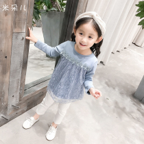 Girl lace blouses spring new foreign air boy clothing small shirt 2021 little girl with undershirt child long sleeve T-shirt