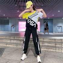 Fashion Tracing Dance Sports Ghost Step Dance Clothing Hip-hop Street Dance Student Fried Street Toddler Set Tide Pants Summer