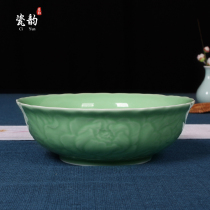 Celadon peony tableware 8 inch large soup bowl noodle bowl Sauerkraut Fish Bowl soup basin microwave stove Bowl