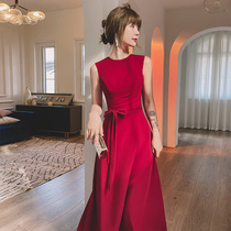 Toast Bride Evening Dress Thin Atmosphere Long 2021 New Summer Thin Back Dress Banquet Banquet Temperament Women