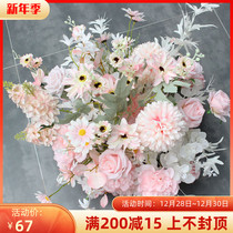 New wedding row flower table flower row stage background decoration floral arches road guide flower dream Dahlia