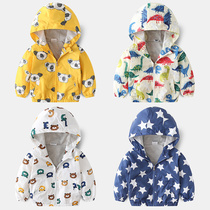 Korean version of the thin childrens coat hooded baby windbreaker 2021 spring and autumn new childrens clothing boys zipper shirt foreign style
