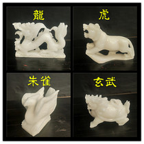White marble four sacred beasts Green Dragon White Tiger vermilion a set of living room office feng shui ornaments business gifts