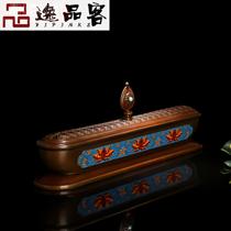 Buddhist utensils for Buddhist utensils for worship Pure Copper Tibetan enamel incense burner Aromatherapy wooden incense box Temple Lotus tea art