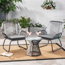 Outdoor rattan casual table and chair combination balcony simple small coffee table three-piece Villa courtyard garden creative rattan chair