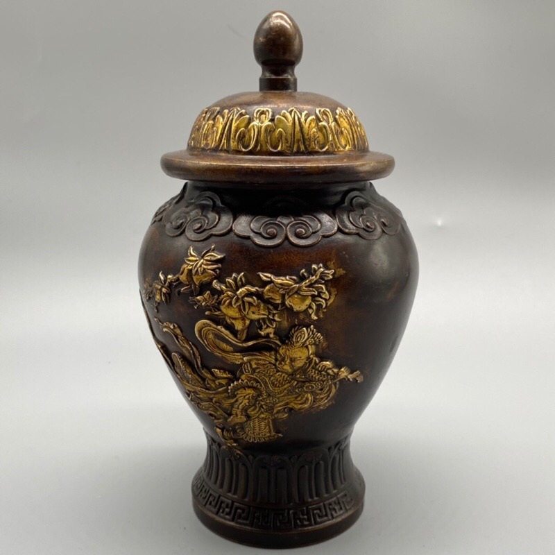 Ancient Play Bronze Ware Collection Large Size General Pot Craftsmanship Fine Pulp Mellow Thickness Complete Brass gold storage tank-Taobao