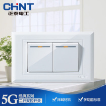 Chint 118 wall light switch socket Panel 5G double two position 2 open two open double control switch panel