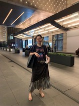 BORAKOO Korea Dongdaemun 19 Shara self-stay~Knock love stitching black and white grid fake two-piece dress