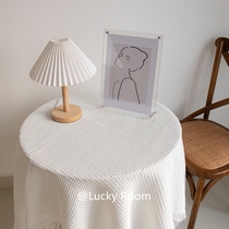 French tablecloth High-end Japanese-style white coffee table Bedside table square table round table tablecloth ins wind cotton linen small fresh