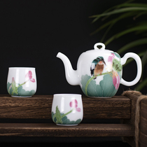 High-end Jade clay porcelain Hunan ceramic art master Zhou Aiping works tea set teapot tea cup