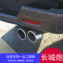 Great Wall cannon modified exhaust pipe tail throat carbon fiber baking blue pickup special accessories one out two stainless steel tail laryngeal mask