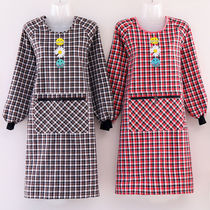 Cotton gown long sleeve apron zipper lapel female kitchen oil-proof Korean fashion adult work clothes anti-dressing