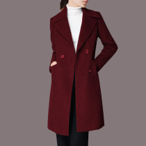 Dust home 2020 autumn and winter New temperament large lapel fashion long solid color wool woolen coat H15