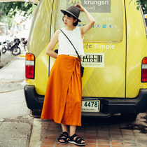 Deer and Flying Bird Early Autumn Joker Literary Earth Tapered High Waist Cascading Pleated Pleated Skirt Long Chiffon Skirt 418