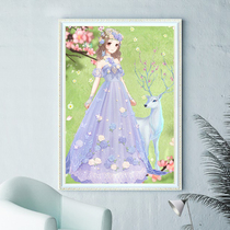 2021 new cross stitch printing miracle warm warm girl line embroidered new minimalist modern living room small bedroom