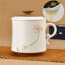 Ceramic hand-painted cup Filter teacup Tea making office cup Personal cup Mug with lid Master cup Water cup