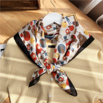 Spring and autumn New Lady cute animal small square scarf Hundred scarf decorative headscarf trend hipster scarf