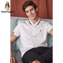 Hush Puppies Hush summer men's silk cotton striped Polo collar short-sleeved T-shirt )PD-20338D