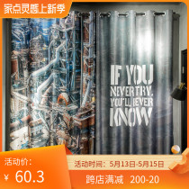 Custom Long Curtain Coarse Hemp Steam Punk Industrial Wind Fashion Bedroom Living-room Hook Dorm Room Shading Perforated Window Curtain