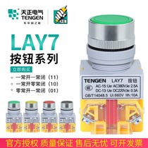 Tianzheng Electric push button switch LAY7-11BN flat head Y090 self-reset 11BNZS self-locking start stop red