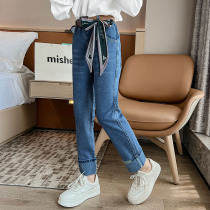 8 Girls dress autumn jeans 2022 Spring and Autumn New Han Edition 9 middle of autumn air pants 10 years old