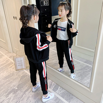 Girl Suit Autumn Clothing 2021 New Ocean Gas Nets Red Child Clothing Little Girl College Wind Children Sports Two Sets of Tides