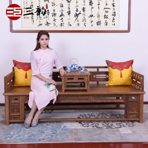 Three rhymes chicken wing wood furniture mahogany solid wood classical Arhan bed antique Chinese log small coffee table bed bed bed bed combination