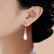 925 sterling silver cats eye stone earrings Korean fashion silver stud female elegant water drop Valentines Day gift