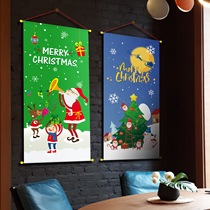 Christmas decorations hanging cloth poster mall restaurant shop venue decoration party atmosphere dress up scene layout