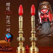 Pure copper electric candle lamp Buddha front lamp household plug-in led electric candle lamp for Buddha God of Wealth