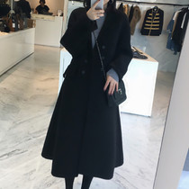  sandro moscoloni black wool coat womens 2021 autumn and winter Korean version of the thin wool coat medium and long section