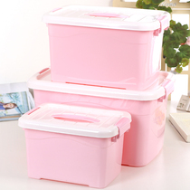 Plastic storage box Large capacity household storage finishing box Clothes sundries box Clearance Portable food cupboard with lid