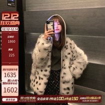 DEARHUA small flower home foreign air hooded aged leisure leisure imported fox fur coat H70