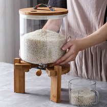 Home glass Contained Grain Wood Guaimi Barrel Damp 10 catty 15 catty Cylinder Seals Anti-Bug flour Fitted Rice Kitchen