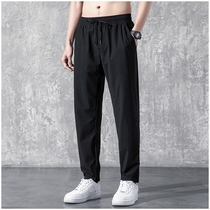 Brand men ice silk 90% pants summer thin loose trend straight barrel casual pants elastic big code sports pants