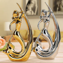 Creative modern golden ornaments home accessories high-end living room simple decorations light luxury ceramic wine cabinet small furnishings