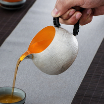 Handmade Pure Silver Fair Cup Hammer Ripple red wood side to divide tea instrumental Gongfu tea accessories Tea Instrumental Home Fair Cup