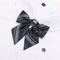 (Plowing) Life Pinnacle Blue Original Striped Student Shirt Uniform Flat Corner Plums JK Collar Tie Girl