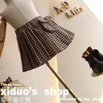 Do not return do not change 2019 Winter new girl Korean version of Japanese retro small plaid running bag high waisted woolen skirt