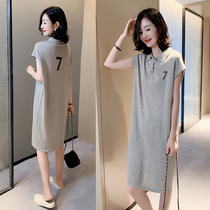 European station 2021 New European style polo collar knitted casual dress womens summer thin fashion skirt