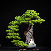 New Chinese style simulation welcome pine cliff cypress living room bonsai dead landscape tree bouldering green plant potted flower arrangement decoration