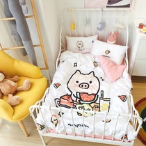 INS baby 60s long-staple cotton four-piece set A cotton baby bedding cute printed childrens three-piece set