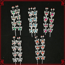 Drama head face Peking Opera head face Yue Opera headdress Opera head face headdress Multicolored wood diamond butterfly string Butterfly sideburns
