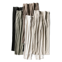 Mens summer big brand foreign trade plus size loose silk straight casual pants business mulberry silk trousers mens clothing