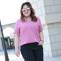 Special size bamboo cotton T-shirt female fat mm plus fat large size V collar short sleeve base shirt fat man Top 200kg summer