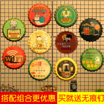 Vintage American beer cover Tin painting wall wall decoration Creative hot pot shop Qing Bar shop wall decoration pendant