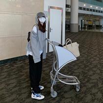 Gray hooded sweater womens loose Korean spring and autumn thin lazy jacket off-the-shoulder zipper top