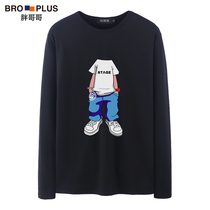 Long sleeve T-shirt loose mens fat plus size youth fat base shirt sweatshirt 7 Cotton 5X size 6 Spring and Autumn 300kg